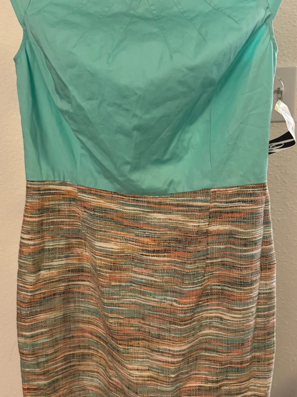 Nine West New with Tags Sleeveless Teal and Multi-Color Textured Shift Dress